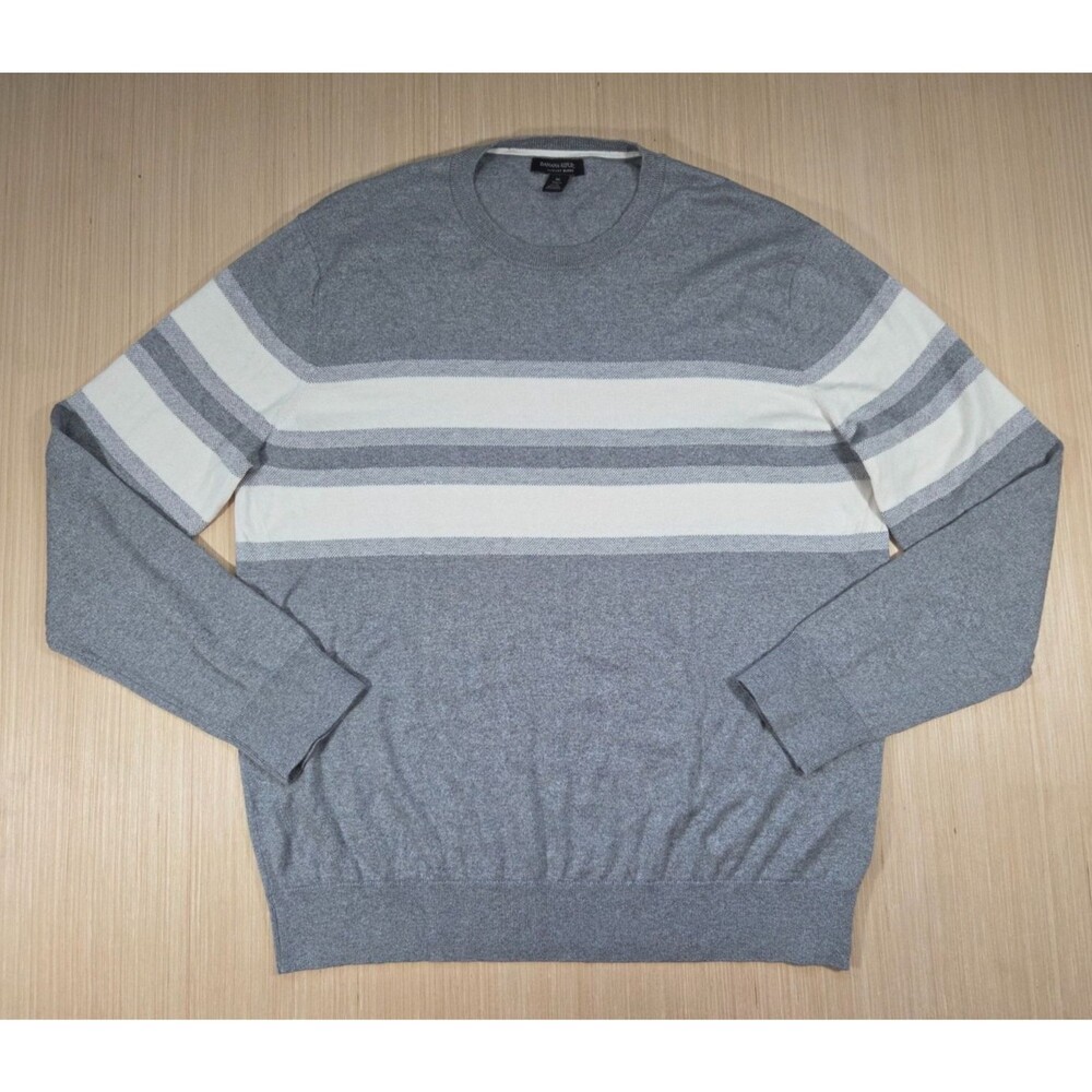 Banana Republic Luxury Blend Men's XL Silk Cashmere Long Sleeve Top Gray Ivory
